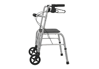 A modern walker frame for elderly or disabled individuals isolated on transparent background