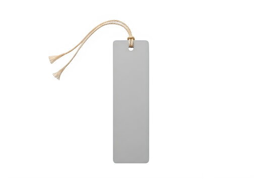 Gray bookmark with string isolated on transparent background
