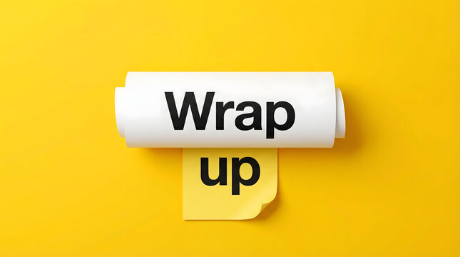 Wrap Up Text Written on Rolled Paper and Sticky Note Concept