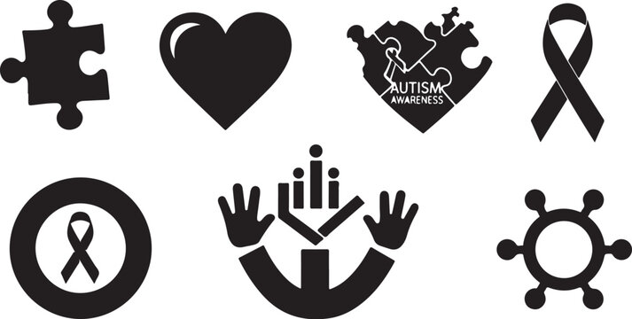 Autism awareness symbols and icons for support and education