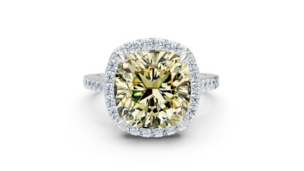 Fototapeta premium Classic halo engagement ring with sparkling beauty.