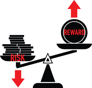 Risk vs. Reward: A visual representation of the inherent balance between risk and reward in life, where the scale tips between potential gain and possible loss.