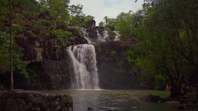 Cedar Creek Waterfall Australia Falls Conway Forest Reserve National Park Whitsundays island region Proserpine Airlie Queensland tropical jungle forest rainy season freshwater sunny blue sky cloudy