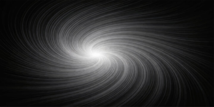 An abstract blue fractal burst featuring a dark spiral vortex and digital light waves creates a motion-filled wallpaper design with energy-rich curves against a black backdrop