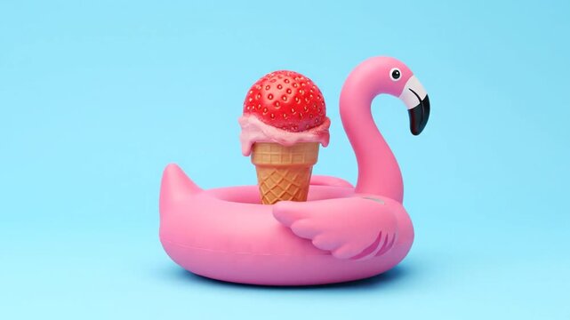 Pink Flamingo Float with Ice Cream Treats.