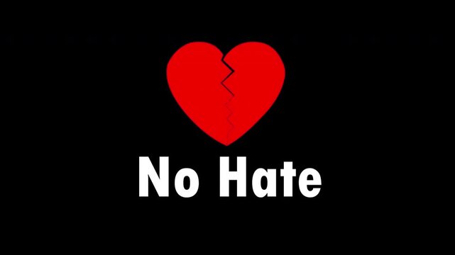 Broken Red Heart with No Hate Text &ndash; Anti Hate Awareness Concept