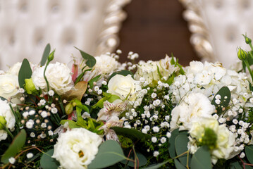 Elegant Close-up White Floral Arrangement Display Detail on Event Decor