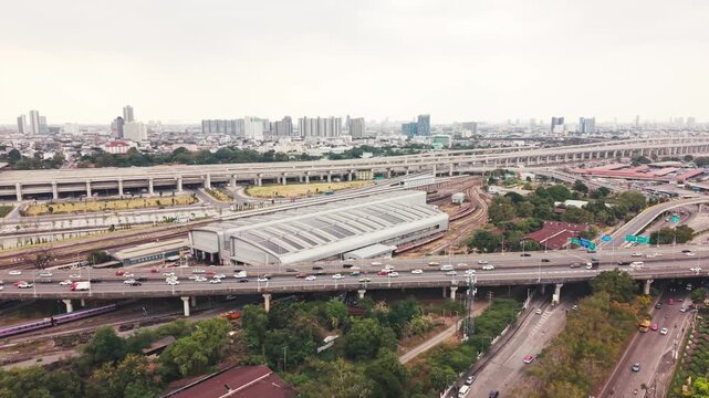 Aerial View of Krung Thep Aphiwat Central Terminal in Bangkok