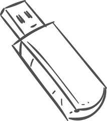 Usb flash drive sketch. Portable storage icon