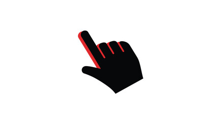 A black hand gesture with red outline on, symbolizing a rude or obscene sign