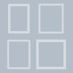 Set of decorative frames Elegant vector element for design in Eastern style, place for text. Floral gray and white frames. Lace illustration for invitations and greeting cards