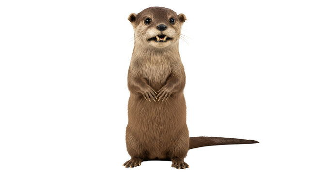 Otter Standing Upright on Hind Legs.
