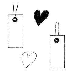 手書きのタグラベル素材とハートのアイコン