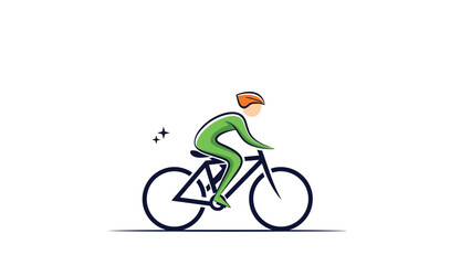 Fototapeta premium Simple line drawing of a person wearing a helmet while riding a bicycle, perfect for fitness, green transport, and healthy lifestyle themes.