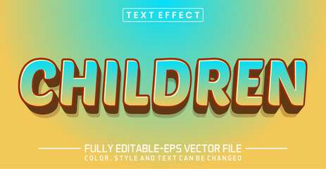 Children Soft Blue and Yellow Gradient Editable Text Effect EPS Vector
