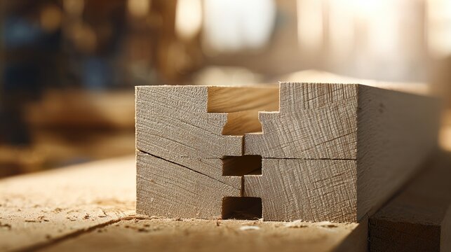 dovetail. Two interlocking wooden dovetail joints with soft light on the grain. real-estate listings, architecture portfolios, designed for architectural facade and classical detail presentations.