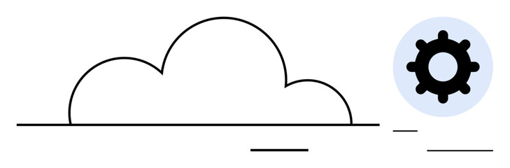 Fototapeta premium Cloud computing concept. Cloud computing and system configuration vector for data management, digital solutions, and IT infrastructure. For IT, web services, SaaS, digital transformation