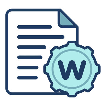 Document Icon With Gear Symbol For Word Processing