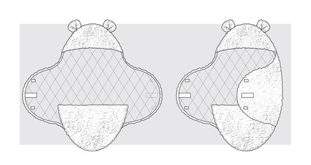 Cute and cozy envelope with teddy bear ears for newborns. Technical sketch. Vector illustration. © Marina Smorodinskaya