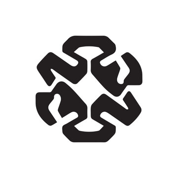 Dynamic Black Abstract Symbol with Four Fold Rotational Symmetry