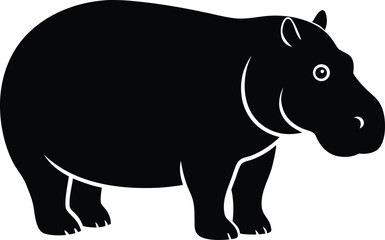 Obraz premium Hippopotamus silhouette vector art illustration and minimal black and white design