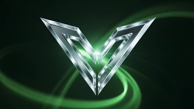Crystal V Shape with Green Light.