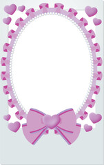 Cute magenta Heart and Ribbon Frill Polaroid Photo Frame &ndash; Fun Culture Concept