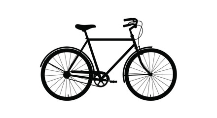 Fototapeta premium Silhouetted vintage bicycle illustration with classic features and rounded fenders