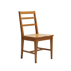 Brown wooden chair with horizontal backrest slats transparent background