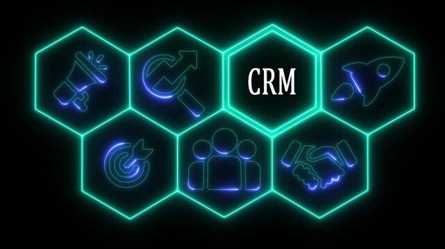 Glowing neon line Devops business concept from a display of white hexagon shapes and symbols with a blue tint. abstract technology background with rotating world map icon