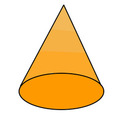 Fototapeta premium 3D geometric orange cone illustration isolated on white background. Simple mathematical shape with a circular base and a pointed apex.
