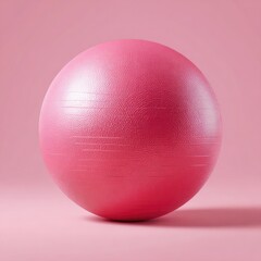 Obraz premium A round, pink exercise ball casts a soft shadow on a matching pink backdrop