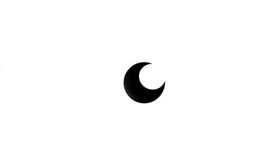 Simple image featuring a centered black crescent moon on a clean white background