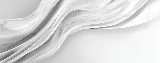 Obraz premium Abstract image of flowing, white, marbled layers over a white backdrop, soft lighting