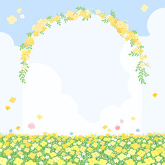 Obraz premium Floral Arch Landscape Illustration