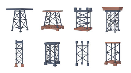 Collection of industrial metal truss towers and stands © MdArshad