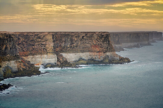 Nullarbor rugged sea cliffs a remote coastline at sunset