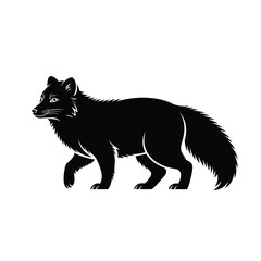 Obraz premium Black silhouette of a fox standing and looking forward detailed fur