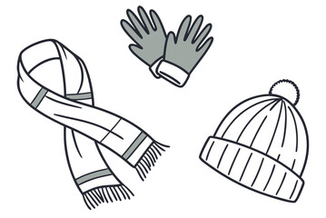 Obraz premium Winter clothing items including gloves hat and scarf