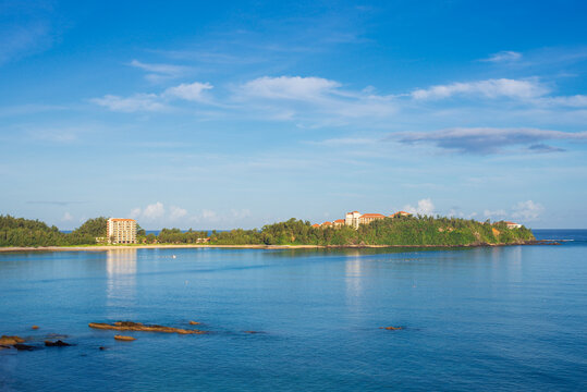View on Busena cape from Koki beach on Okinawa island in Japan