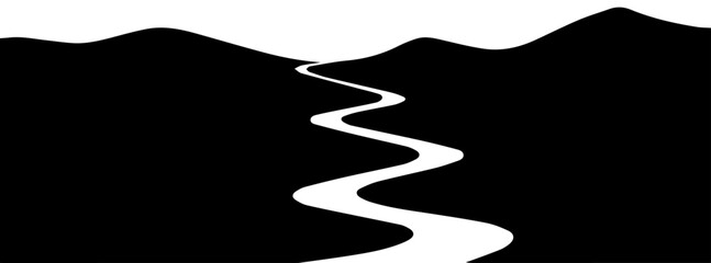 River Flowing Through Hills Silhouette Nature Landscape © Rezowan 