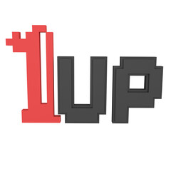1 Up Icon 3D Illustration