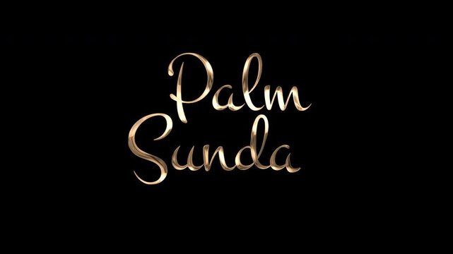 Palm sunday written in a gold script suitable for religiousthemed designs, easter and churchrelated projects, invitations, and holiday decorations.