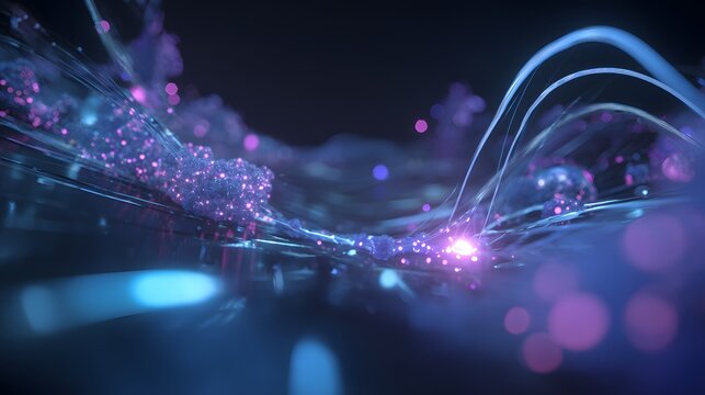 Futuristic microworld glows with serene energy a captivating abstract digital innovation concept