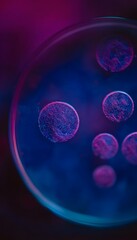 Naklejka premium Electric bacterial colonies glow vibrant hues revealing organic patterns in a mesmerizing microscopic view