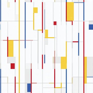 Abstract Composition Inspired by De Stijl Pattern and Colors