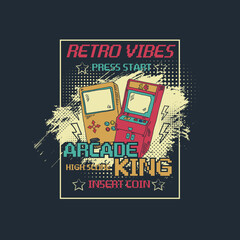 retro game pad joystick console vector illustration game station vintage poster design © Saranya