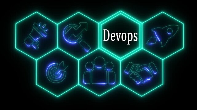 Glowing neon line EHR business concept from a display of white hexagon shapes and symbols with a blue tint. abstract technology background with rotating world map icon