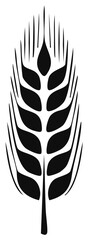 Fototapeta premium Detailed black and white vector graphic of wheat ear stalk grain silhouette.