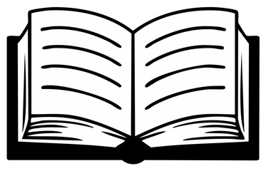 Open Blank Book Illustration Simple Line Drawing Black and White
